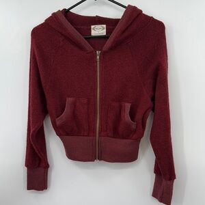 Joyfolie Mia Joy Size 8 Cozy Burgundy Zip-Up Hoodie Cardigan